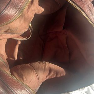 Fossil Preston Deep Maroon Soft Genuine Pebbled Leather Handbag